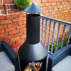 1.4m Tall Outdoor Garden Patio Chiminea Log Burner Fire Pit with Log Store