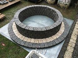 150cm Fire Pit granite concrete Fireplace slab dark gray Garden Patio Garden BBQ