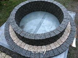 150cm Fire Pit granite concrete Fireplace slab dark gray Garden Patio Garden BBQ
