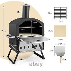 2-Tier Pizza Oven Outdoor Portable Mini Pizza Maker Wood Fired With Foldable Legs