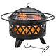 2-in-1 Outdoor Fire Pit Bbq Grill, Patio Heater Log Wood Charcoal Burner