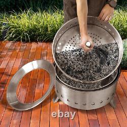 21 Inch Stainless Steel Camping Stove Smokeless Fire Pit Outdoor Wood Burning