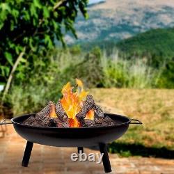 24 Round Fire Pit Folding Patio Garden Bowl Outdoor Camping Heater Log Burner