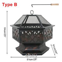 25'' Large Fire Pits Barbecue BBQ Grill Heavy Duty Outdoor Wood Log Burner Heate