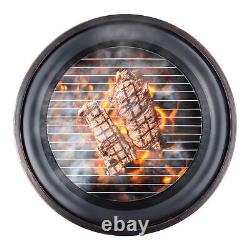 2in1 Fire Pit Outdoor BBQ Firepit Brazier Garden Stove Patio Heater Grill Wood