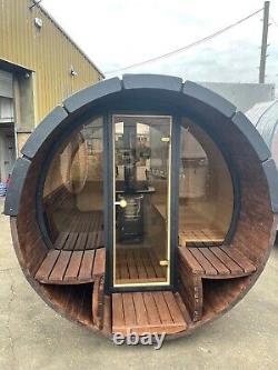 3-4 person barrel sauna With Wood fired Stove