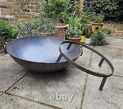 3 in 1 BBQ Fire Pit & Steel Kadai Bowl 4 sizes Hand Made by Artisans Charcoal
