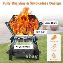 3-in-1 Camping Wood Buring Firepit Patio Fire Pit Metal Fire Bowl withPot Holder