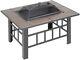 3 In 1 Fire Pit Table, Bbq Grill, & Ice Cooler Drink Bucket Charcoal, Log & Wood