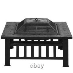 3 in 1 Outdoor Fire Pit, Table Brazier Garden with Waterproof Cover