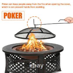 32'' Outdoor Garden BBQ Fire Pit Large Firepit Brazier Round Stove Patio Heater