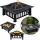 32'' Outdoor Garden Bbq Fire Pit Large Firepit Brazier Square Stove Patio Heater