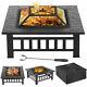32'' Outdoor Garden Fire Pit Large 3in1firepit Brazier Square Stove Patio Heater