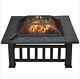 32''outdoor Square Fire Pit Garden Stove Brazier For Barbecue/heating/cooling