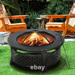 32 Round Fire Pit Firepit Brazier Bowl Garden Burner Heater Camping Outdoor