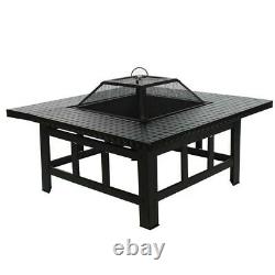 4 in 1 Fire Pit Table Top BBQ Grill & Ice Cooler Garden Patio Heater Log Burner