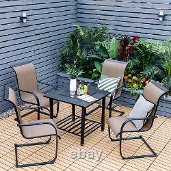 4 in 1 Outdoor Fire Pit Dining Table Square Wood Burning Fire Bowl With Mesh Cover