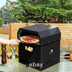 4-in-1 Outdoor Pizza Oven 2-Layer Detachable Grill Oven Fire Pit with Pizza Stone