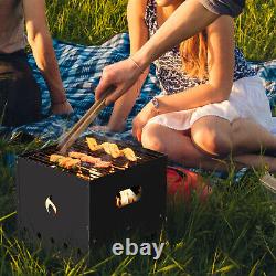 4-in-1 Outdoor Pizza Oven 2-Layer Detachable Grill Oven Fire Pit with Pizza Stone