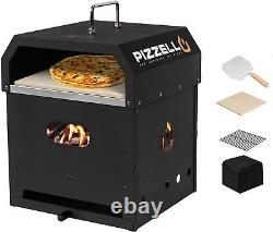 4 in 1 Outdoor Pizza Oven Wood Fired Pizza Ovens with Cover, Stone, Peel