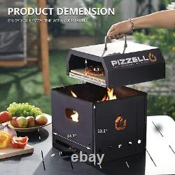 4 in 1 Outdoor Pizza Oven Wood Fired Pizza Ovens with Cover, Stone, Peel
