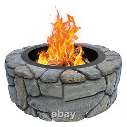 42''-36'' Wood Burning Metal Fire Pit Ring Outdoor Heater Garden Fireplace Round