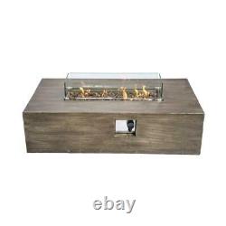 42 Rectangular Cast Wood Fire Pit Table with Glass Stones
