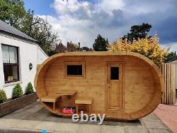 4m Outdoor Oval Garden Sauna with Harvia Electric / Wood Fired heater