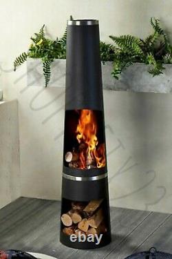 5ft Chiminea Log Burner Beautiful Garden Fire Pit Wood Log Store Heater
