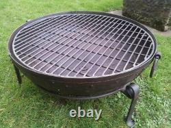 60cm Fire Pit Indian Fire Bowl Set / Hand Worked Wrought Iron Indian Kadai