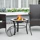 60cm Outdoor Fire Pit Table With Mosaic Outer, Spark Screen Cover And Fire Poker