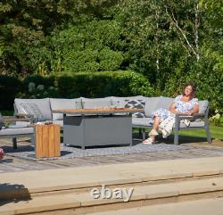 7 Seater Grey Garden Corner Set Sofa Armchair Fire Pit Table Outdoor Furniture