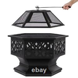 70CM Hexagonal Portable Outdoor Fire Pit Summer BBQ Grill and Fire pit 2 in 1
