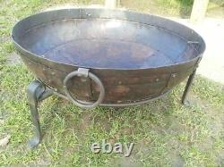 70cm Hand Worked Wrought Iron Indian Fire Bowl / Fire Pit (Kadai Style)