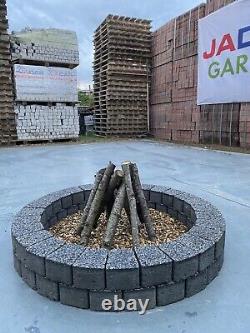 80 cm Fire Pit Bricks concrete stones fire place wood log burner garden heater