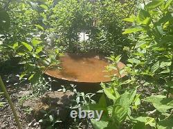 80cm Curved Corten Steel Fire Pit Or Garden Water Feature Bird Bath