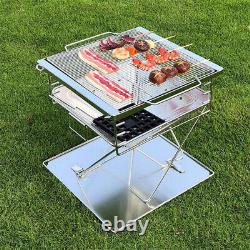 BBQ Firepit Campfire Pit Liftable Wood Burning Barbecue Charcoal Grill Outdoor