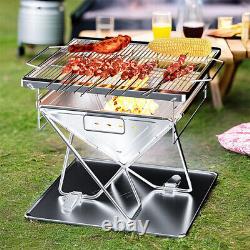 BBQ Firepit Campfire Pit Liftable Wood Burning Barbecue Charcoal Grill Outdoor