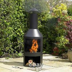 Black Chimenea Wood Log Burner Fire Pit Stove Heat Fireplace Garden Patio Heater