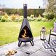 Black Rio Chimenea Outdoor Garden Patio Log Wood Burner Metal Fire Pit Heater