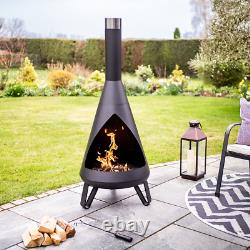 Black Rio Chimenea Outdoor Garden Patio Log Wood Burner Metal Fire Pit Heater