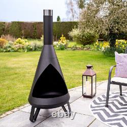 Black Rio Chimenea Outdoor Garden Patio Log Wood Burner Metal Fire Pit Heater