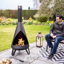 Black Rio Chimenea Outdoor Garden Patio Log Wood Burner Metal Fire Pit Heater