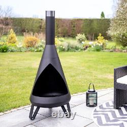 Black Rio Chimenea Outdoor Garden Patio Log Wood Burner Metal Fire Pit Heater