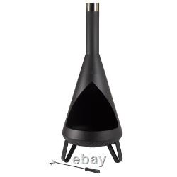 Black Rio Chimenea Outdoor Garden Patio Log Wood Burner Metal Fire Pit Heater