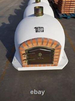 Brick Wood Fired Outdoor Pizza Oven 100cm White Deluxe DAMAGED