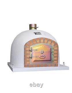 Brick Wood Fired Outdoor Pizza Oven 100cm White Deluxe DAMAGED