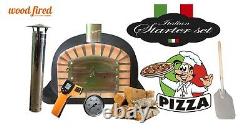 Brick outdoor wood fired Pizza oven 100cm Deluxe extra model black package