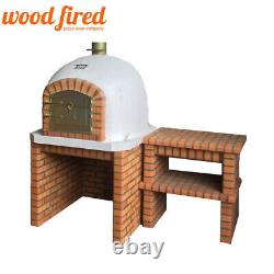 Brick outdoor wood fired Pizza oven 100cm Deluxe + matching stand and table