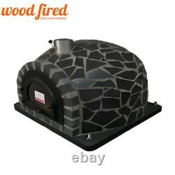 Brick outdoor wood fired Pizza oven 100cm Pro deluxe black ceramic + cast door